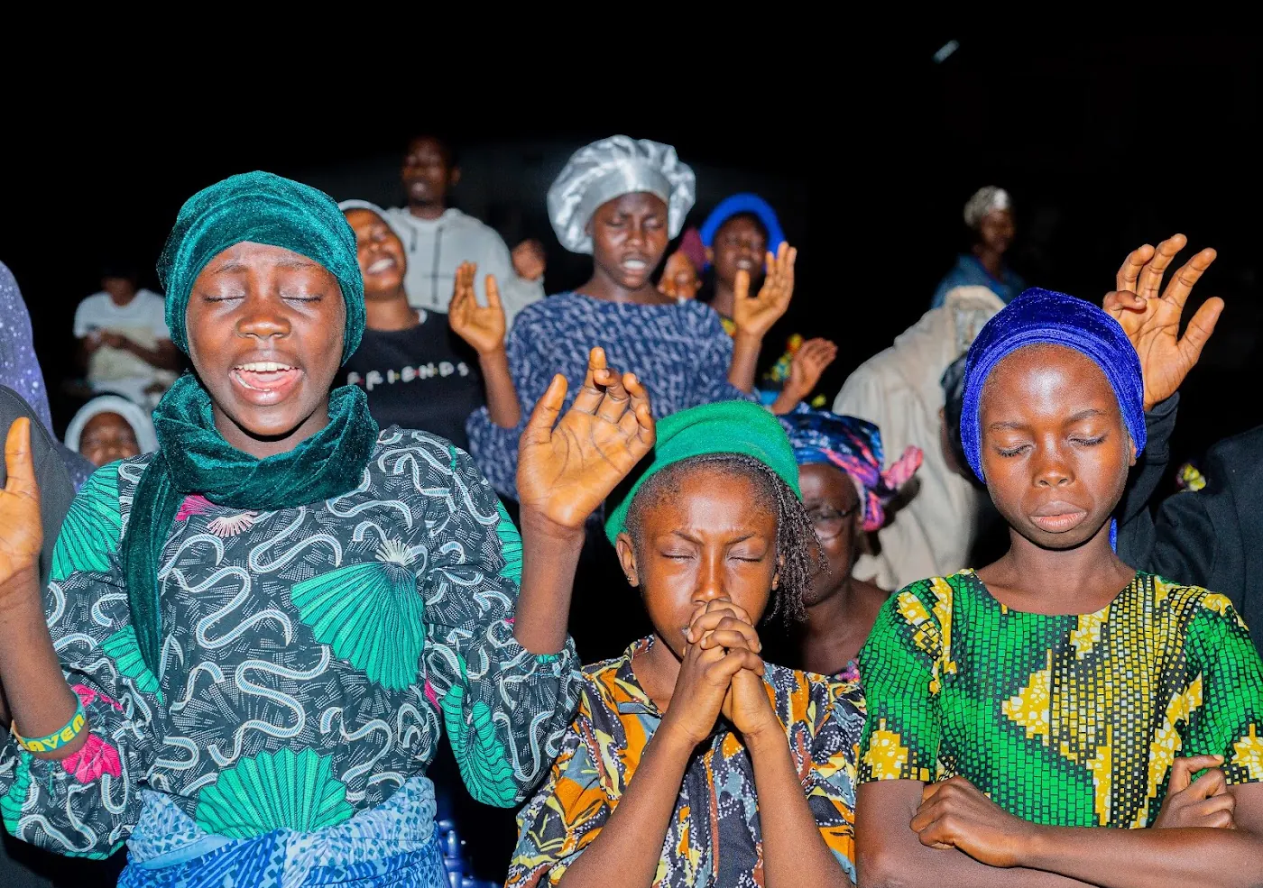 Students worshipping at the 2025 Worship and Word Conference, Gateway ICT Polytechnic, Aiyepe Ijebu